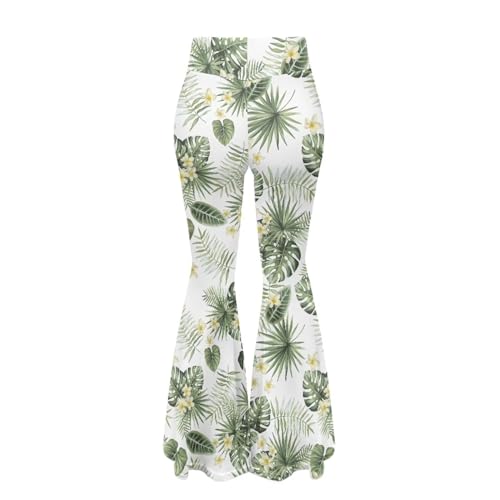 Yewattles Calça feminina flare yoga cintura alta leggings macias elásticas controle de barriga calça