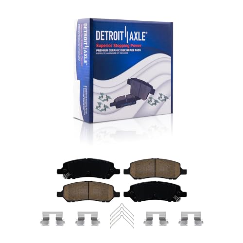 Image of Detroit Axle - 10pc Brake Kit for 2013-2016 Dodge Dart, Drilled and Slotted Disc Rotors 2014-15 Ceramic Brakes Pads with Hardware Replacement : 12.00 inch Front 10.39 inch Rear Rotor