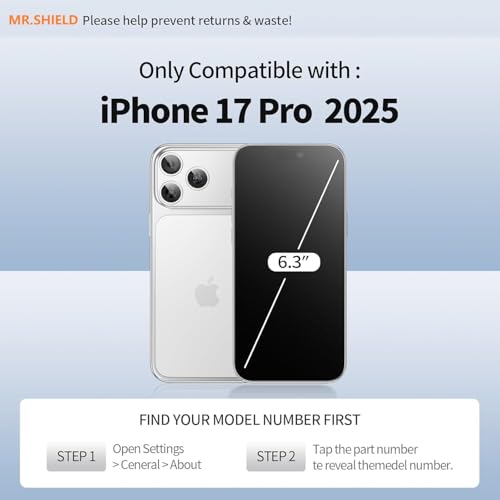 Image of Mr.Shield PRO-GLAZ Privacy Tempered Glass Screen Protector Guard Compatible For iPhone 17 Pro - 1 Pack