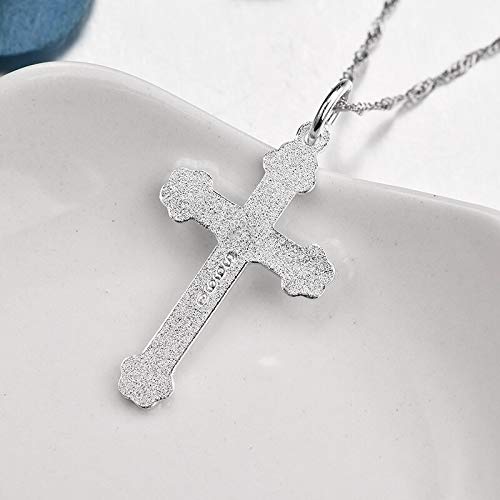 Pendentif croix S990 anti-ternissement avec collier ondulé argent - 2