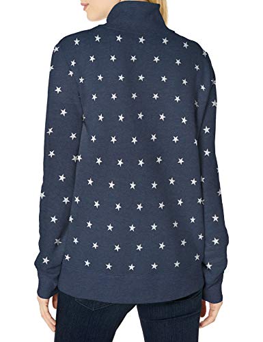 Amazon Essentials Women's Long-Sleeve Lightweight French Terry Fleece Quarter-Zip Top, Navy Heather Star, X-Large