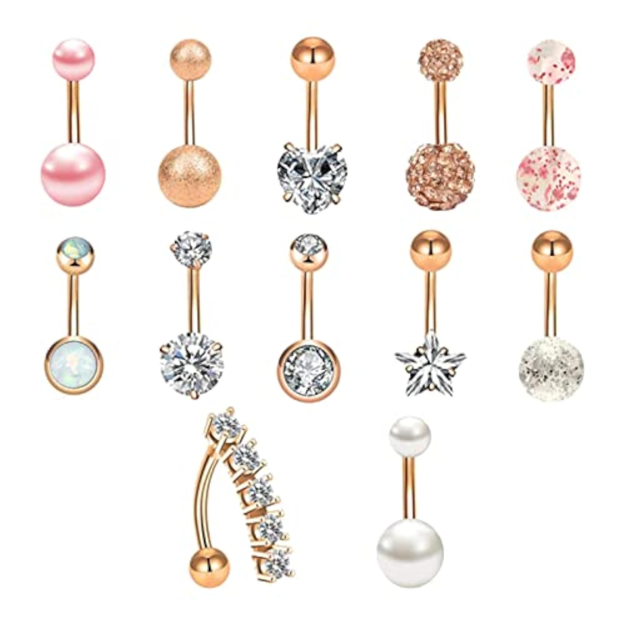 12Pcs Belly Button Rings Piercing Jewelry, Body Jewelry Set
