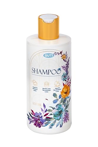 GUTI Shampoo 300ml – Feuchtigkeit & Pflege mit Arganöl, Aloe Vera & Kokosöl – Ohne Silikone, Sulfate, Parabene – Für Trockenes & Strapaziertes Haar.