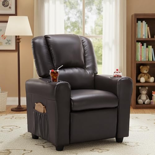 Candy Kids Reclining Chair Leather Recliner Sofa Push Back Toddler