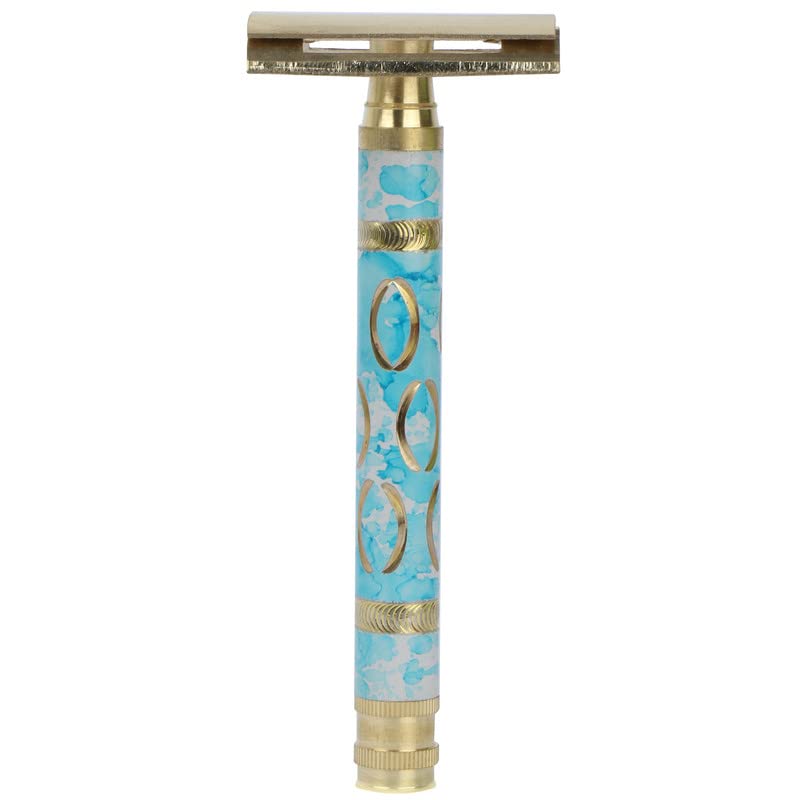 Ashoka Men Double Edge Brass Safety Razor with 10 Stainless Steel Blades, Safety Razor for Men and Women (Blue/Golden) - A666 (B09S84FN1F) Amazon Price History, Amazon Price Tracker