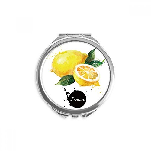 Miroir de poche rond citron aquarelle 6,5 cm pour retouches