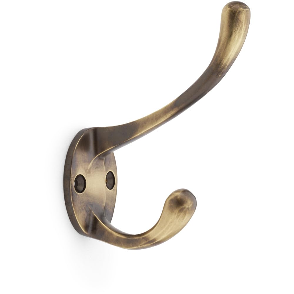 Loops Antique Brass Solid Brass Victorian Hat & Coat Hook - Wall Mounted Holder