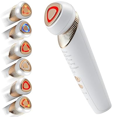 Skin Care 6-in-1 Facial Device for Face & Neck Lifting Tightening Firming At-Home Anti-Aging Therapy Devices (White)