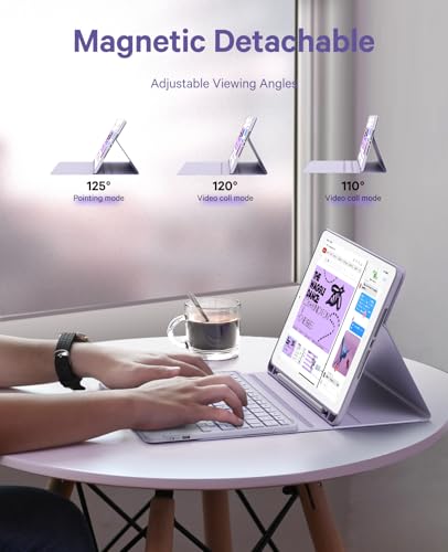 Image of GreenLaw Keyboard case for iPad 9.7 inch, iPad 6th Gen (2018), iPad 5th Gen (2017), iPad Air 2 (2014), 7 Color Backlit, Support 2 BT Devices, Touchpad Keyboard iPad Pro 9.7, Purple