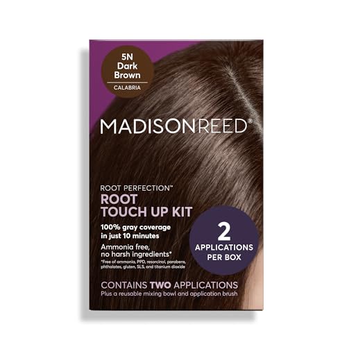 Madison Reed Root Perfection Permanent Root Touch Up, Dark Brown 5N Calabria, 10 Minutes for 100% Gray Root Coverage, Ammonia-Free Hair Dye, Two Applications