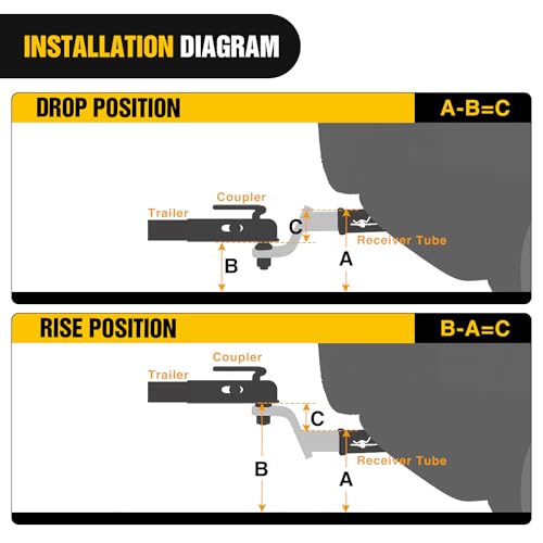 Image of Nilight Trailer Hitch Ball Mount 6 inch Drop, 4-3 /4 inch Rise, 1 inch Ball Hole fits 2 inch Receiver with 5 /8 inch Hitch Pin, 7500 lbs GTW Heavy Duty Ball Hitch