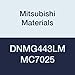 Mitsubishi Materials DNMG443LM MC7025 DNMG Carbide DN Type Negative Turning Insert with Hole, Coated, Rhombic 55?, Grade MC7025, 0.5" IC, 0.25" Thick, 0.047" Corner Radius, LM Breaker (Pack of 10)