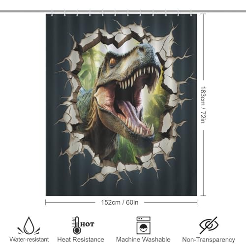 Dinosaure rideau de douche lavable en machine en polyester 152x183cm - 4