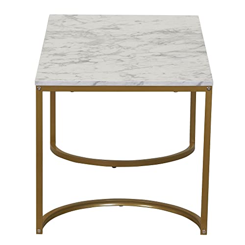 Household Essentials Half-Moon Modern Coffee Table, White Marble #TOP6