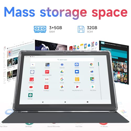 Image of Android 14 7 inch Tablet with Case, 8GB RAM, 32GB ROM, 1TB Expansion, Quad-Core Processor, Tablet PC, 1024x600 IPS Screen, Dual Camera, 3000mAh Battery, Bluetooth, WiFi, GMS