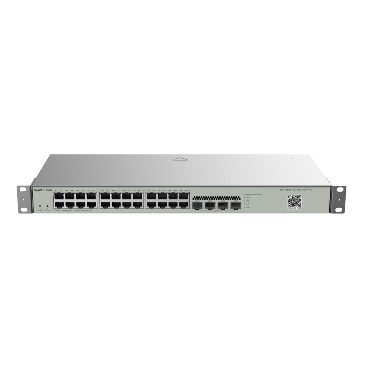 Reyee Switch Cloud Couche 2 - 24 Ports RJ45 Gigabit - 4 SFP Gigabit - Static Lag/DHCP Snoop/IGMP Snoop/Port Mirror - VLAN/Port Isolation/STP/RSTP/ACL/QoS/LACP/SNMP - Enrackable