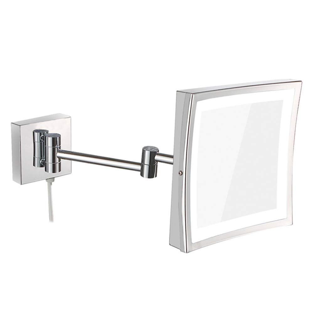 Miroir de vanité LED carré 3X chrome au design extensible