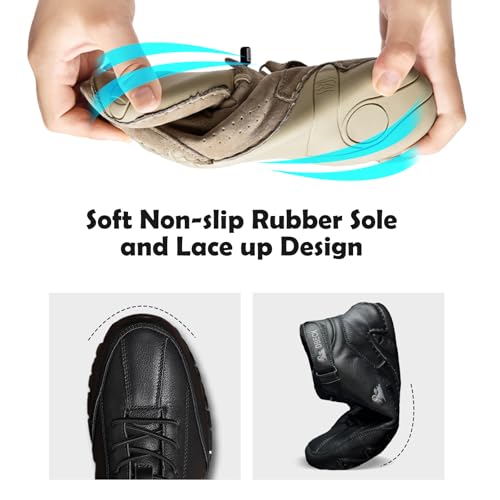 JishinGal Men's Suede Chukka Boots Lightweight Barefoot Walking Shoes Outdoor Casual Italian Handmade High Top Slip-On Hiking4