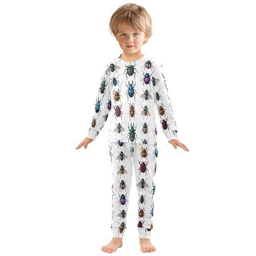 Pajama Sets Long Sleeve Colorful Beetle Pattern Design Soft Comfy Sleepwear 2 Piece PJS 3-8T2