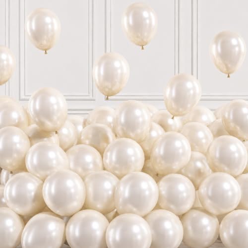 Image of Togvu Pearl White Sand Balloons, 50Pack 5 Inch Small Mini Pearl Cream Beige Latex Party Balloons for Wedding Baby Bridal Shower Engagement Proposal Birthday Party Decorations