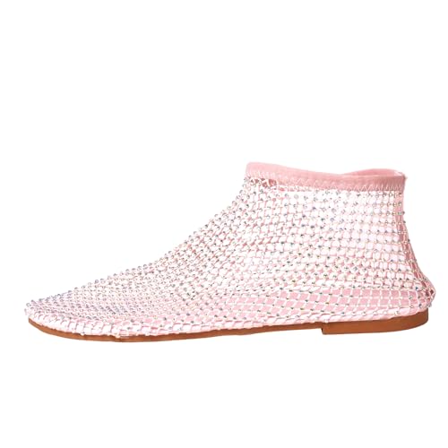 Image of Ultra Comfortable Shiny Gem Mesh Flats, Ballet Flats for Women Sandals Women Dressy Summer Flat Shoes Slip On Sandals
