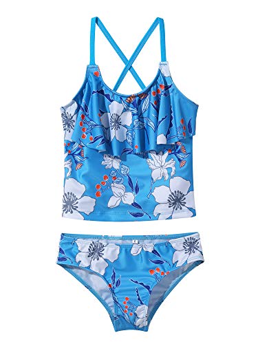 iiniim Kids Girls Criss Cross Flounce 2 Piece Bikini Set Tankini Top Underwear Swimsuit Swimwear3