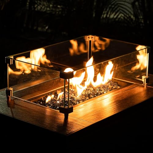 Image of Pulovin 10 lbs Black Fire Glass for Propane Fire Pit, 1 /2 Inch Fire Pit Glass Rocks for Gas Fireplace, Reflective Glass Rocks for Fire Pit Table