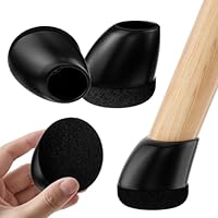 RCHYFEED 24 Stück Stuhlbeinkappen, Silikon Schutzkappen für Stuhlbeine, Schwarz Rund mit Filz für 15°-25°schräge Stuhlbeine, Stühle für Verschleißfeste Stuhlbeinschoner (S Fit:15-21mm)