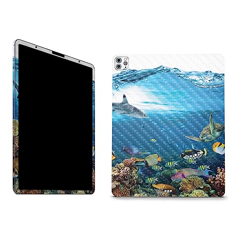 Image of MightySkins Carbon Fiber Skin Compatible With Apple iPad Pro 12.9 inch M2 6th Gen (2022) Full Wrap Kit - Below The Waves | Protective Durable Textured Carbon Fiber Finish | Easy To Apply | Made in the USA