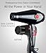 JOHN Super Fast Drying Hair Dryer, Ionic 2200W Professional Salon Blow Dryer, 2 Concentrator Nozzles, Blast Turbo 6900, Black