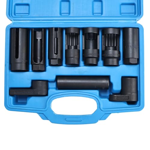 BOOMSTART Juego de 10 piezas de sondas lambda de 22 mm, tuerca de sonda lambda, 3/8 '1/2', sonda lambda, herramienta para desmontar sonda lambda coche