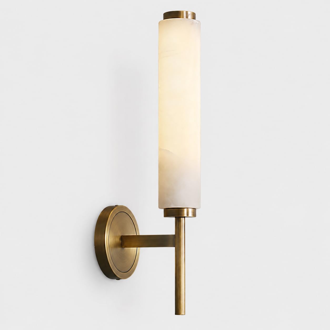 Alabaster Wall Sconce, 18.5In Long Tube Modern Alabaster Sconces Lighting Marble Wall Lighting Indoor Hardwired E14 Marble Stone Wall Lamps Gold Vanity Lights For Living Room,Bedroom,Stairs,Foyer