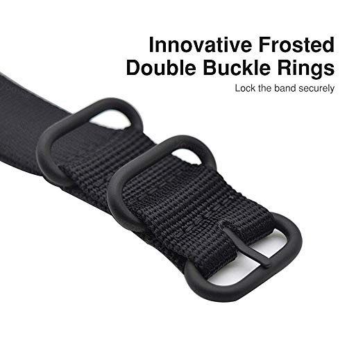 YOOSIDE Nylon Band for Fitbit Charge 3/Charge 4, NOTA Woven Nylon Band with Metal Stainless Steel Ring Wristband Strap for Fitbit Charge 4/4 SE(Black) - image 4