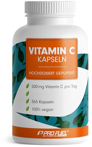 Vitamin C Kapseln 365x mit 500 mg Vitamin C gepuffert - hochwertiges Calcium-Ascorbat - zur täglichen Einnahme - laborgeprüft mit Zertifikat - 100% vegan - Jahresvorrat