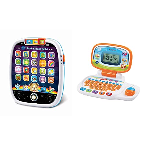 VTech Touch & Teach Tablet for Kids | Sound Effects & 155403 Pre School Laptop Interactive Educational Kids Computer Toy with 30 Activities Suitable for Children 3