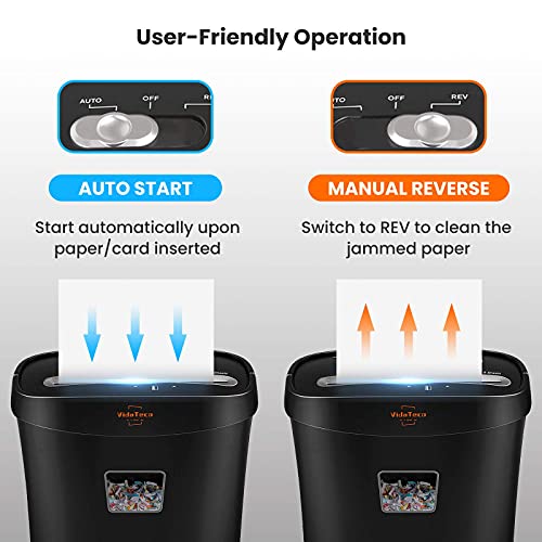 Image of VidaTeco Micro-Cut Paper Shredder 10-Sheet Shreds Paper /Card /Staple /Clip Paper Shredder for Home Office Security Level P-4 Jam Proof System 15L Pullout Basket