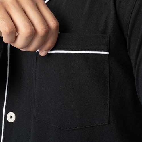 Fruit of the Loom Men's Jersey Knit Pajama Sleep Set, Black, Medium
