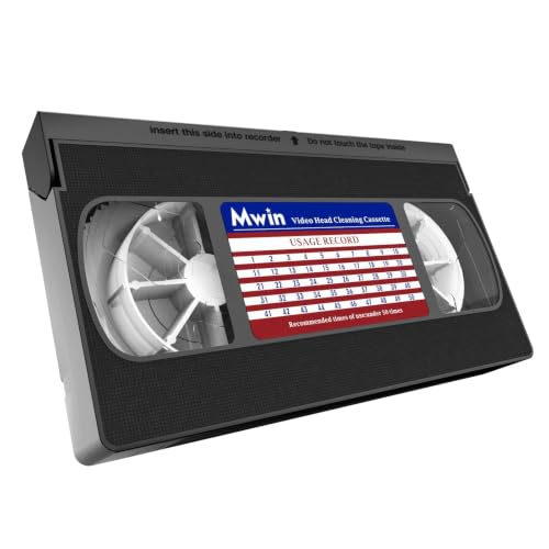 Mwin VHS Head Cleaner for VHS/VCR Players Dry Technology- No Fluid Reusable Video Head Cleaner Tape