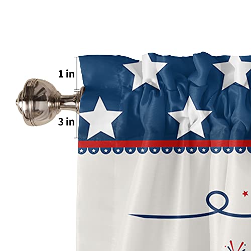 Yokou Independence Day Gnome 3 Piece Kitchen Curtains Tiers And Valances Set, Red Stripe Star Fourth Of July Rod Pocket Short Window Treatment Tiers Curtains Panel And Valance For Cafe Bathroom #TOP4