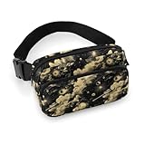 Riñonera cruzada con estampado de cielo cósmico dorado para mujer, riñonera de moda