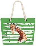 fossil tasche giraffe XXL Strandtasche aus hochwertigem und festem Oxford Leinwandstoff, schmutzabweisend, pflegeleicht, wasserabweisend und witterungsbeständig
