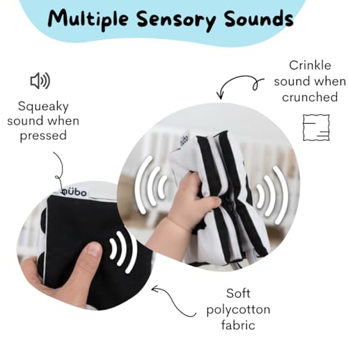 Image of Nubokind Flash Cards for New Born Baby | High Contrast Flash Cards for 0-3 Months (Pack of 3 Soft Books) | Black and White High Contrast Baby Toys for 0-6 Months | Sensory Tummy Time Toys for Babies
