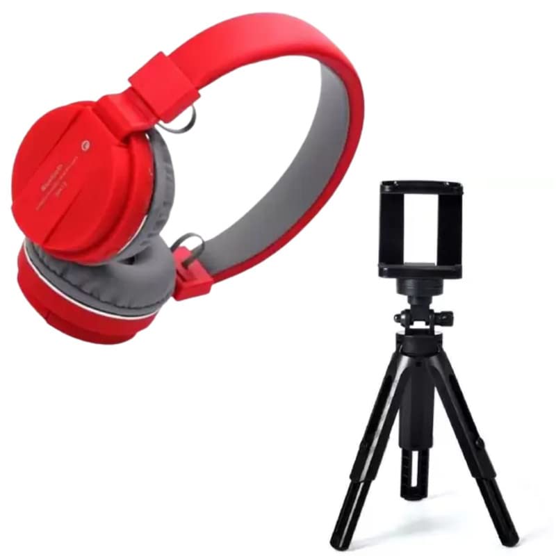 Combo Pack of 2 Items - Comfortable On-Ear Bluetooth Wireless Headphone, Portable Tabletop Foldable Tripod Stand (1 Year Warranty)-image-9