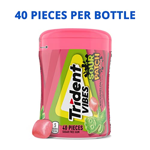 Image of Trident Vibes SOUR PATCH KIDS Watermelon Sugar Free Gum, (320 Total Pieces),40 Pieces(Pack of 8)
