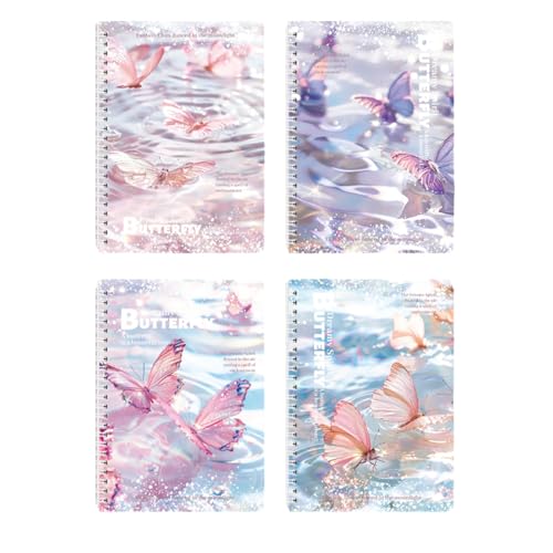 Cahier A5 à spirale avec couverture rigide papillon pour une écriture fluide et à plat