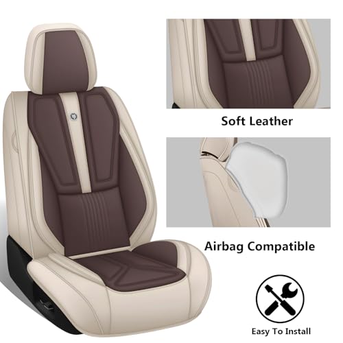 Image of Custom Car Seat Covers for Chevy Blazer 2019-2026,Easy install,Beige Brown | nappa leather seat protector,full coverage seat covers,all weather seat cover,waterproof,anti-slip,easy clean,2 seat Standard