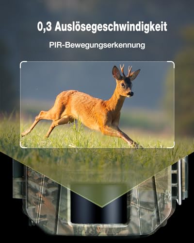 WOLFANG Wildkamera, 48MP 4K Jagdkamera mit 940nm kein Glühen Nachtsicht mit 2.4'TFT Display,...