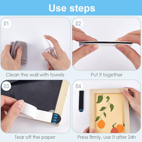 Image of CREATCABIN 40Pcs Picture Hanging Strips Wall Sticky Strips Black Plastic Heavy Duty Heavyweight Double Sided Adhesive Tape Damage Free Pictures Poster Hangers Without Nails for Home Room Wall Decor
