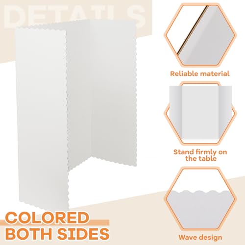 Image of Ctosree 60 Pcs 48 x 36 Inch Tri Fold Poster Board Bulk for Display,White | Science Fair Project,Classroom Display Paperboard, Single Wall Build, Lightweight Presentation Board,3 Panels