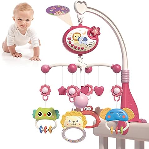 DIYARTS Baby Musical Crib Mobile with Projector Cover